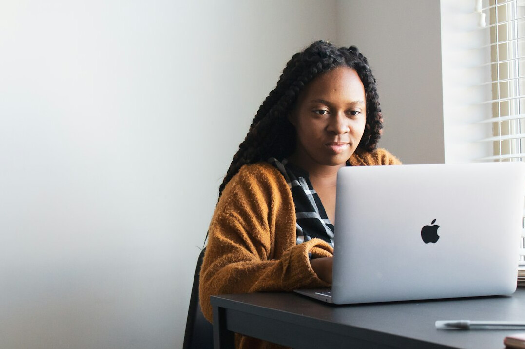 person studying online